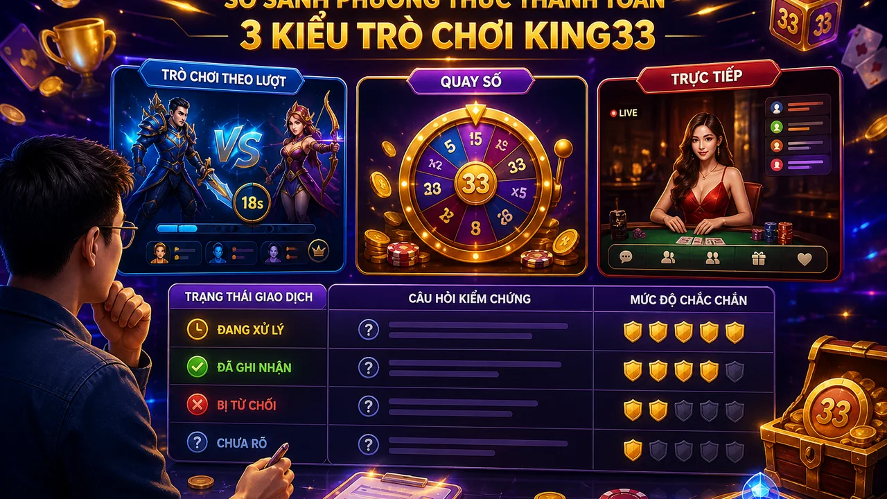 Trạng thái thanh toán có giống nhau giữa các kiểu chơi king33 không?